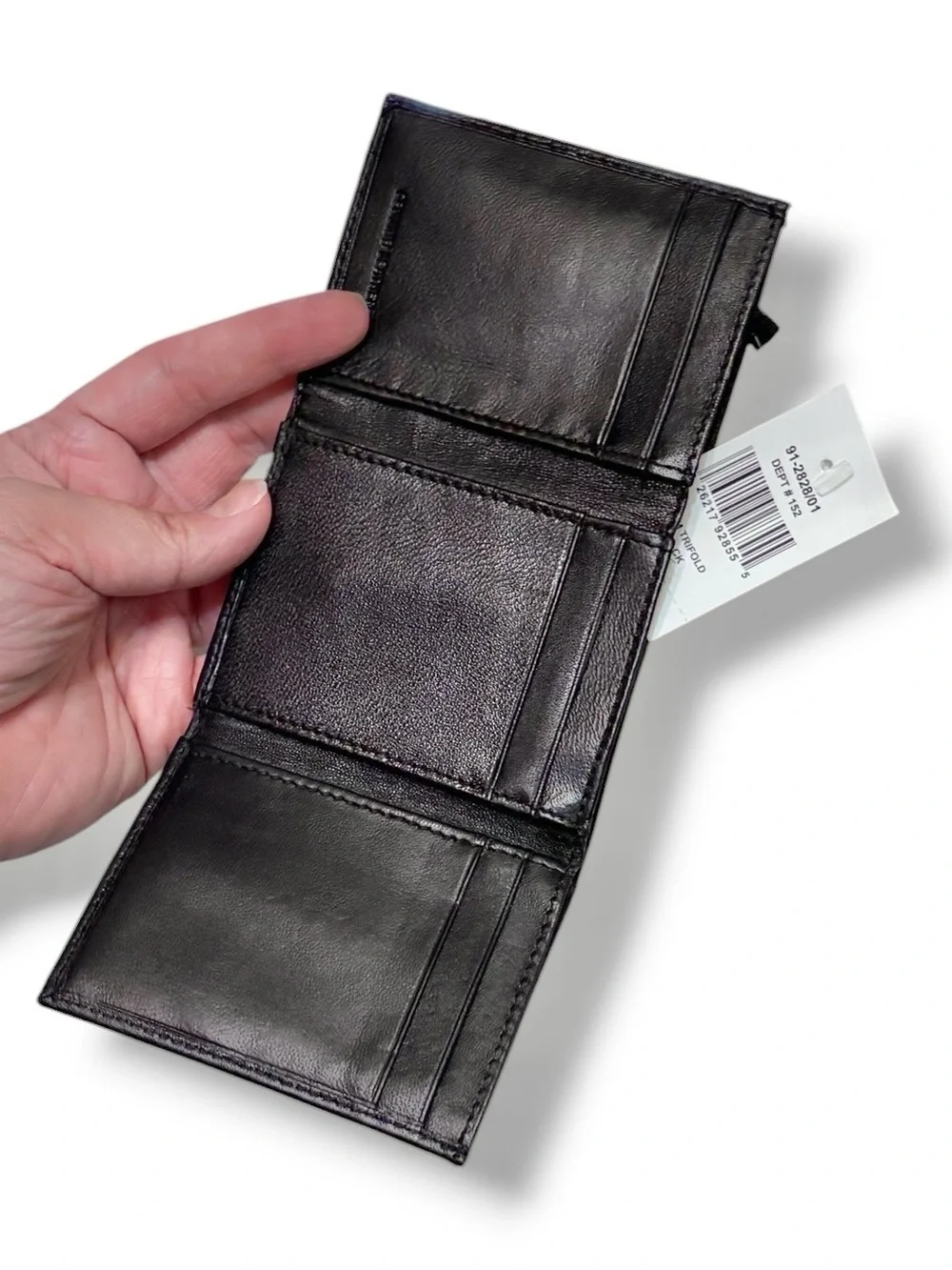 CROFT & BARROW Black Leather Slim Trifold Wallet NEW